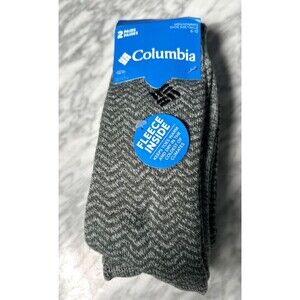 Columbia Men's 2 Pairs Soft Warm Fleece Inside Crew Socks  Size 6-12 Gray NEW